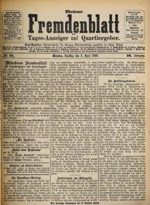 Münchener Fremdenblatt : mit Tagesanzeiger und Quartiergeber. 1880,4/6 = Jg. 16