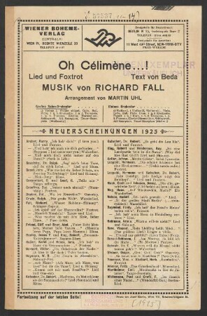 Oh Célimenène...! : Lied und Foxtrot