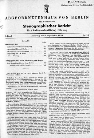 Nr. 19, 08.09.1959 (Außerordentliche Sitzung)