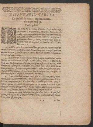 Disputatio Tertia. De primis internis corporum naturalium principiis.