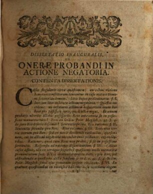Dissertatio Juridica Inauguralis De Onere Probandi In Actione Negatoria