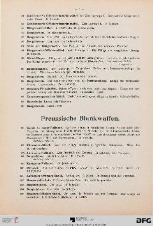 Preussische Blankwaffen (Nr. 96-111)