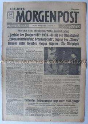 Tageszeitung "Berliner Morgenpost" mit scharfer antibritischer Polemik