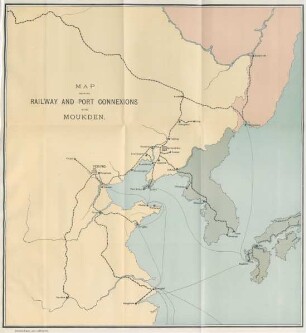 Map showing railway and port connexions with Moukden