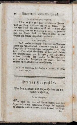 Drittes Hauptstück. Von den Quellen und Eigenschaften der natürlichen Gesetze.