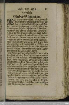 Arthritis. Glieder-Schmertzen