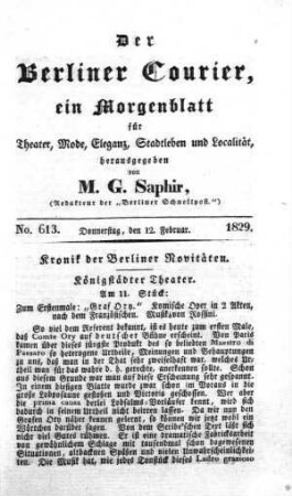 No. 613., Donnerstag, den 12. Februar 1829