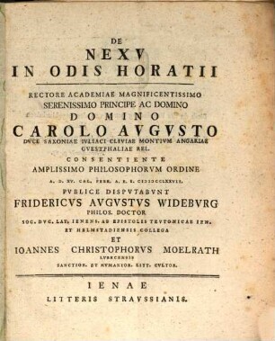 De Nexu In Odis Horatii