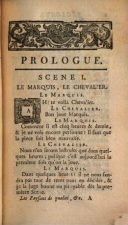Les Paysans De Qualité, Et Les Débuts : Comedies En Un Acte ; Représentées pour la premiere fois par les Comédiens Italiens ordinaires du Roy, le Jeudi 21. Juillet 1729