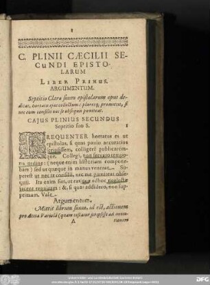 C. Plinii Caecilii Secundi Epistolarum