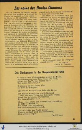 Das Glockenspiel in der Neujahrsnacht 1946.