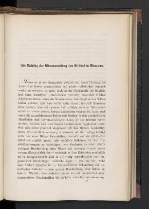 Der Catalog der Münzsammlung des Britischen Museums
