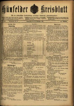 Ausgabe vom Donnerstag, den 28. November 1918.
