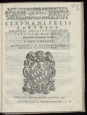 Stephano Felis: Mottettorum cum quinque vocibus. Liber tertius. Quintus