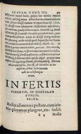 In Feriis Cinerum, In Epistolam Concio ...