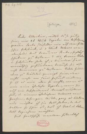 Brief an Albertine Mendelssohn-Bartholdy : o.D. [185?]