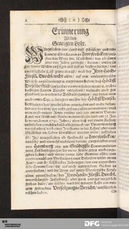 Erinnerung An den Geneigten Leser.