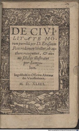 De civilitate morum puerilium