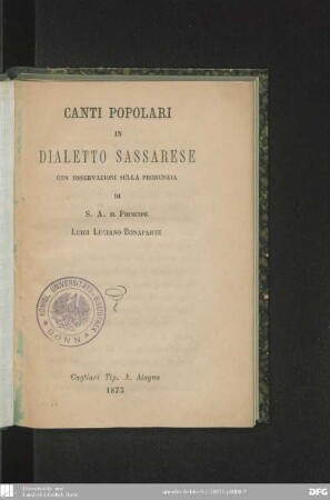 1: Canti popolari in dialetto sassarese