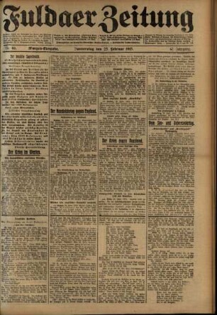 Erste Ausgabe vom Donnerstag, den 25. Februar 1915.