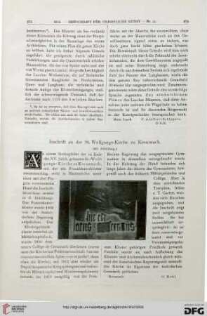 Inschrift an der St. Wolfgangs-Kirche zu Kreuznach