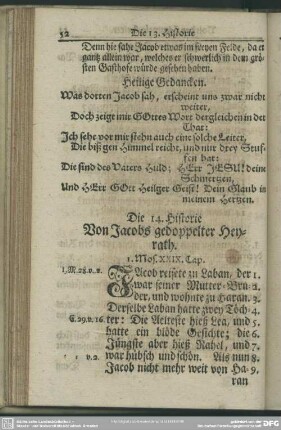 Die 14. Historie. Von Jacobs gedoppelter Heyrath