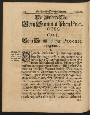Cap. I. Vom Summarischen Process insgemein