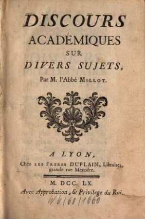 Discours académiques sur divers Sujets