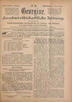 Zweiundsechzigster Jahrgang. No. 4. Insterburg, 25. Januar 1894.