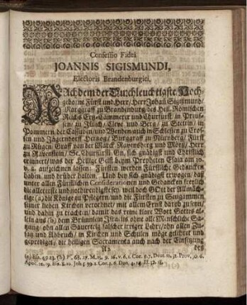 Confessio Fidei Joannis Sigismundi, Electoris Brandenburgici