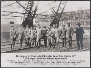 Besichtigung der Gewerkschaft Deutscher Kaiser, Schachtanlage 3/7, am 29. August 1916 durch die Militär-Attachés der neutralen Staaten