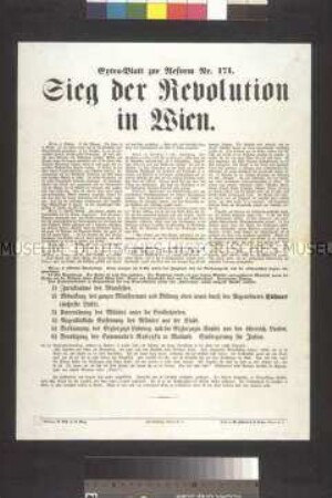 Maueranschlag: Sieg der Revolution in Wien. Extra-Blatt zur Reform Nr. 171
