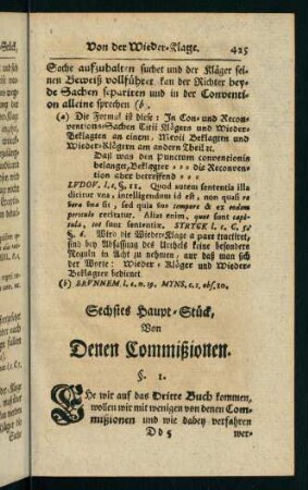 425-440, Sechstes Haupt-Stück, von denen Commißionen