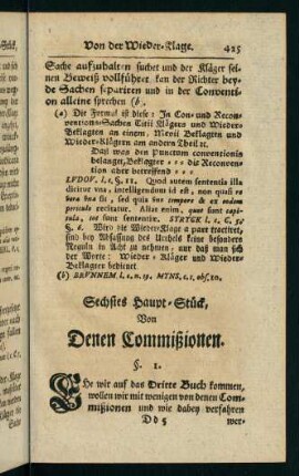 425-440, Sechstes Haupt-Stück, von denen Commißionen