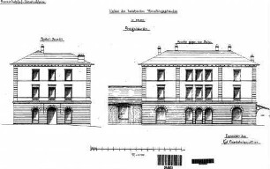 Stuttgart-Untertürkheim Pbf: Empfangsgebäude Verwaltungsgeb. Postgeb. Ansichten