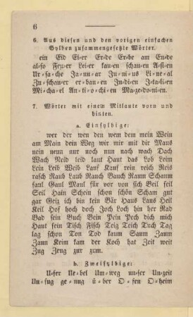 6. Aus diesen und den vorigen einfachen Sylben zusammengesetzte Wörter