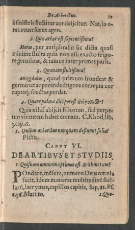 Caput VI.De Artibus Et Studiis.
