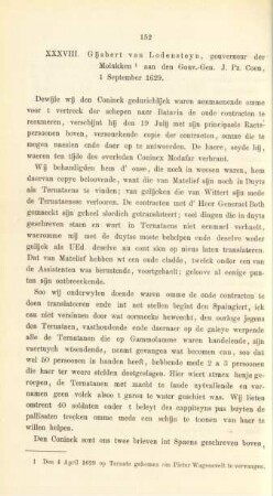 XXXVIII. Gijsbert van Lodensteyn, gouverneur der Molukken aan den Gouv.-Gen. J. Pz. Coen, 1 September 1629