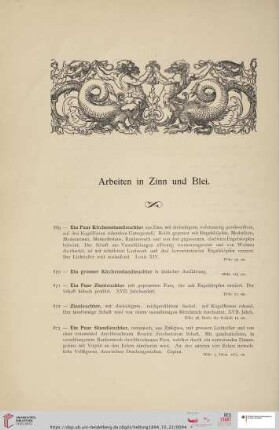 Arbeiten in Zinn und Blei (Nr. 869 - 897)