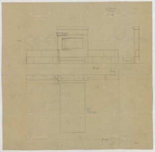 Fischer, Theodor; Tübingen; Grabmal Wilbrandt - Grundriss, Ansichten