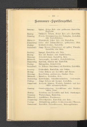 Sommer-Speisezettel.