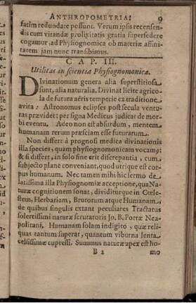 Cap. III. Utilitas in scientia Physiognomonica