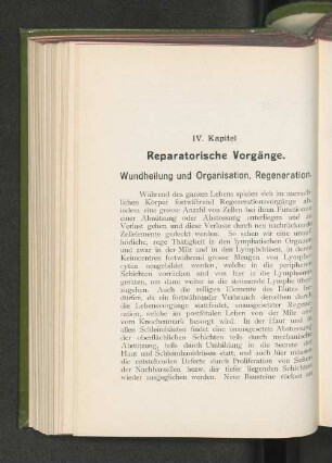 Wundheilung und Organisation, Regeneration.
