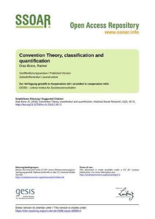 Convention Theory, classification and quantification