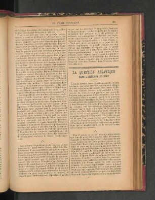 La Question Asiatique dans l'Amérique du Nord.