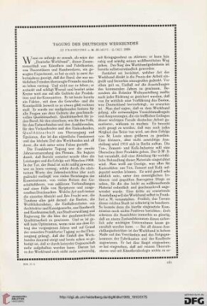 Tagung des deutschen Werkbundes: in Frankfurt a. M. 30. Sept. - 2. Okt. 1909