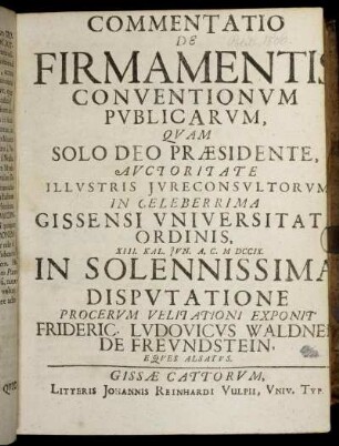 Commentatio De Firmamentis Conventionvm Publicarvm