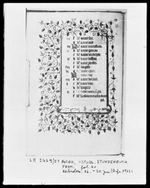 Fragment eines Stundenbuches — Kalenderseite mit Bordüre, Folio 6verso