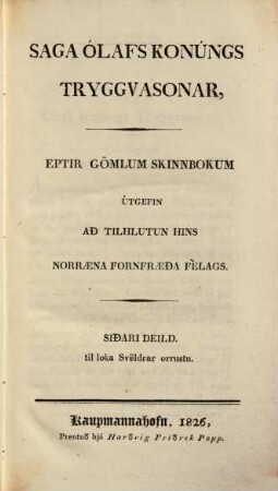 Fornmanna soegur : eptir goemlum handritum, 2. 1826