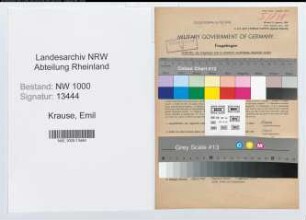 Entnazifizierung Emil Krause, geb. 26.09.1903 (Zollsekretaer)